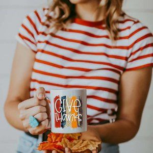 'Give Thanks' Thanksgiving Coffee Mug - Only One Left Sale!